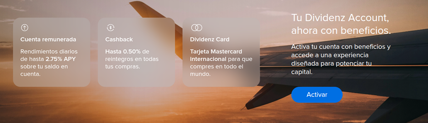 Landing de Dividenz Account